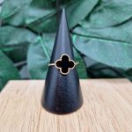 Bague Trèfle Noir en Acier Inoxydable Doré