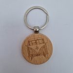 Porte-clé en bois gravé "Van Rétro"