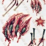 Tatouages Transferts Griffures et Clous Sanguinolents